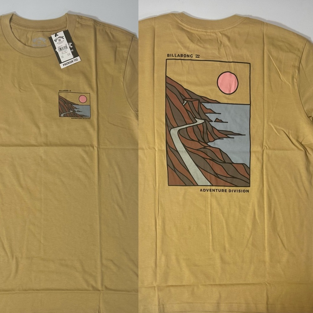 Billabong Men's M Beige Adventure Division Sunset Highway Gateway T-Shirt